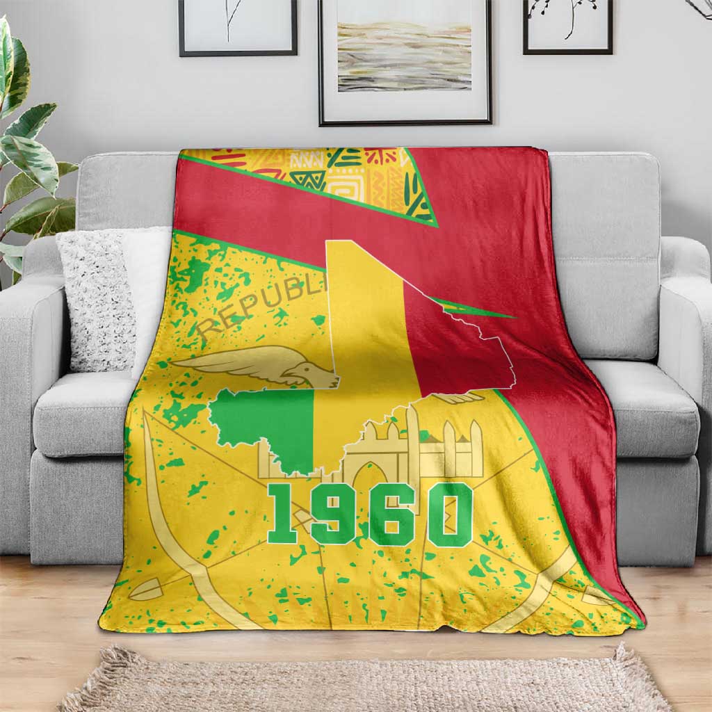 Mali in My Heart Blanket Map with National Flag Colors