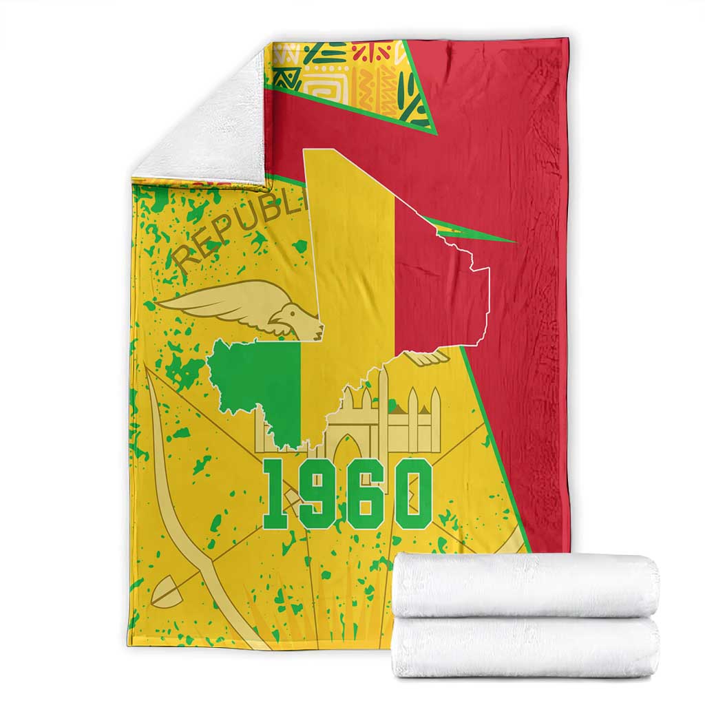 Mali in My Heart Blanket Map with National Flag Colors