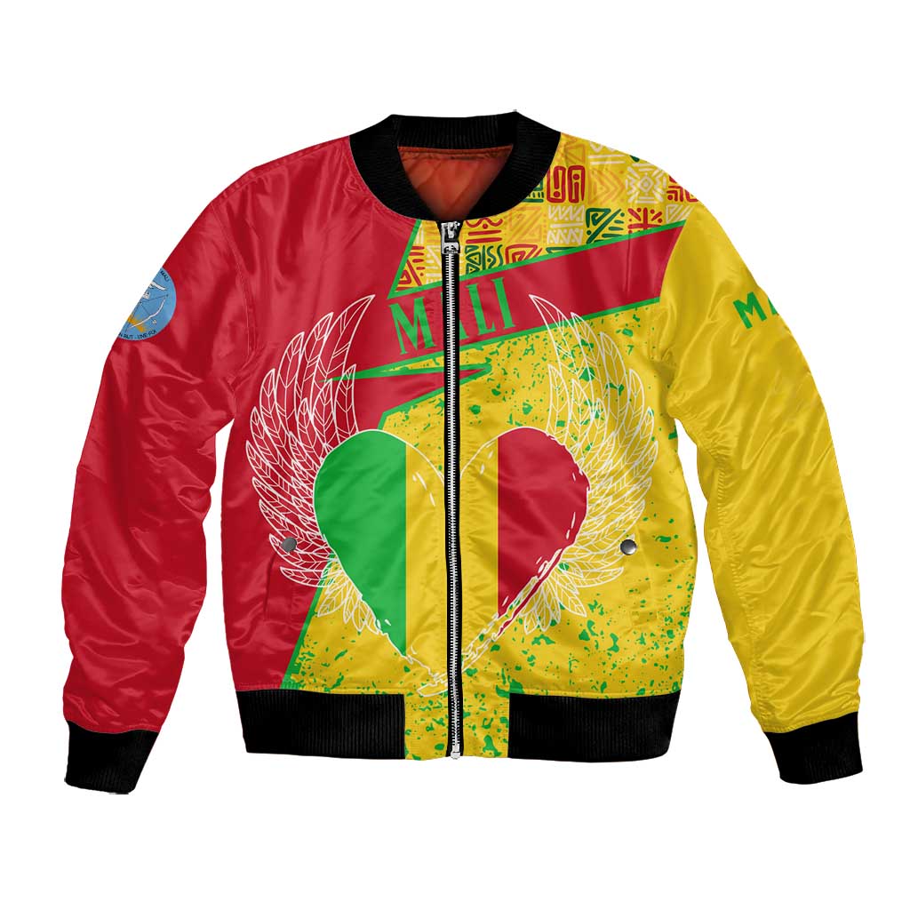 Mali in My Heart Bomber Jacket Map with National Flag Colors