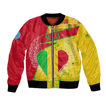 Mali in My Heart Bomber Jacket Map with National Flag Colors