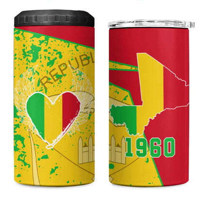 Mali in My Heart 4 in 1 Can Cooler Tumbler Map with National Flag Colors