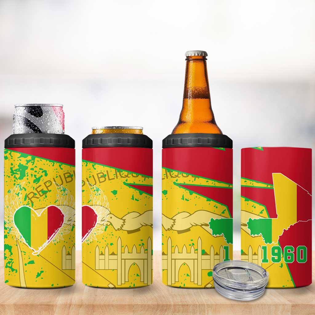 Mali in My Heart 4 in 1 Can Cooler Tumbler Map with National Flag Colors