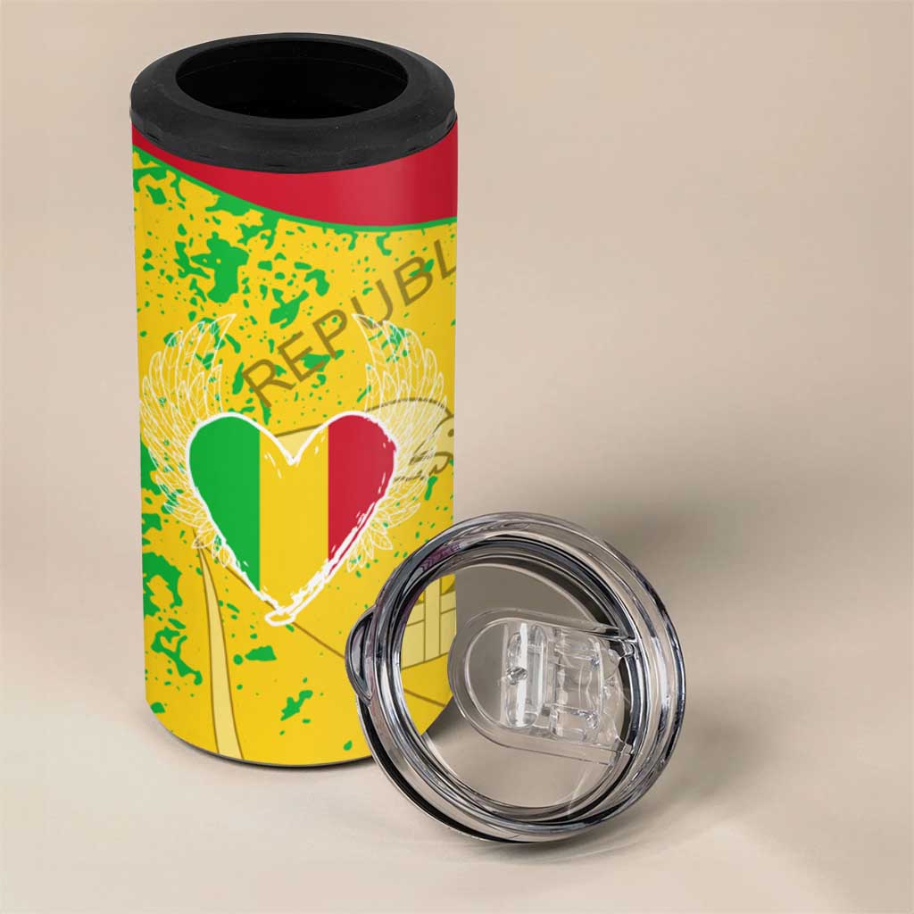 Mali in My Heart 4 in 1 Can Cooler Tumbler Map with National Flag Colors
