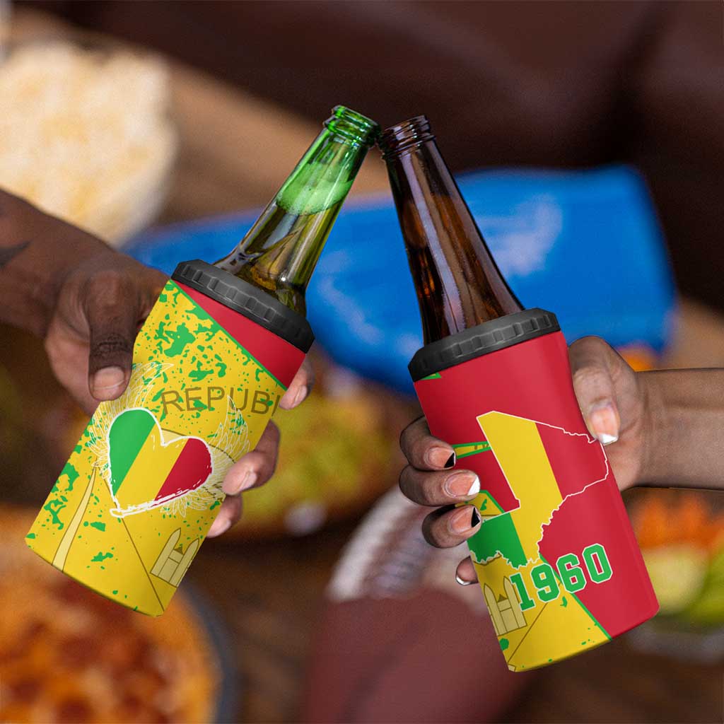 Mali in My Heart 4 in 1 Can Cooler Tumbler Map with National Flag Colors