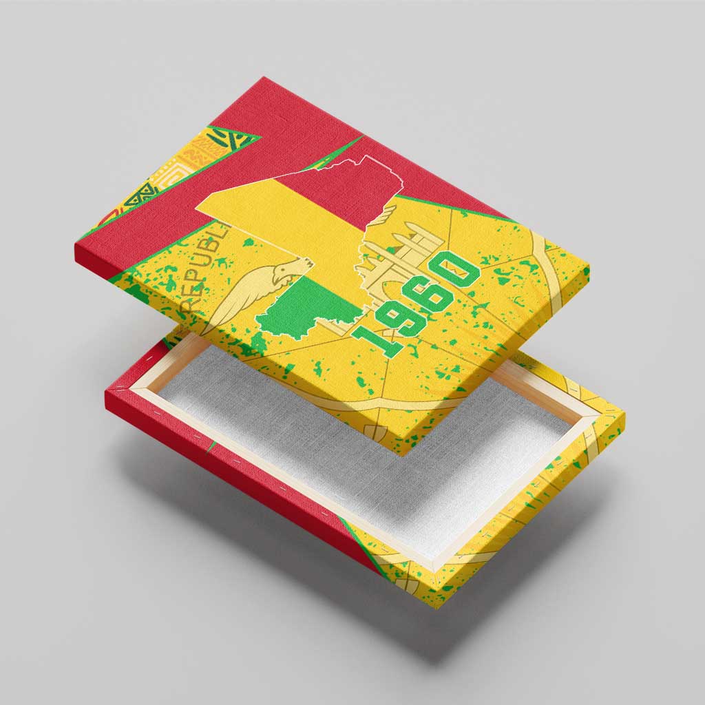 Mali in My Heart Canvas Wall Art Map with National Flag Colors