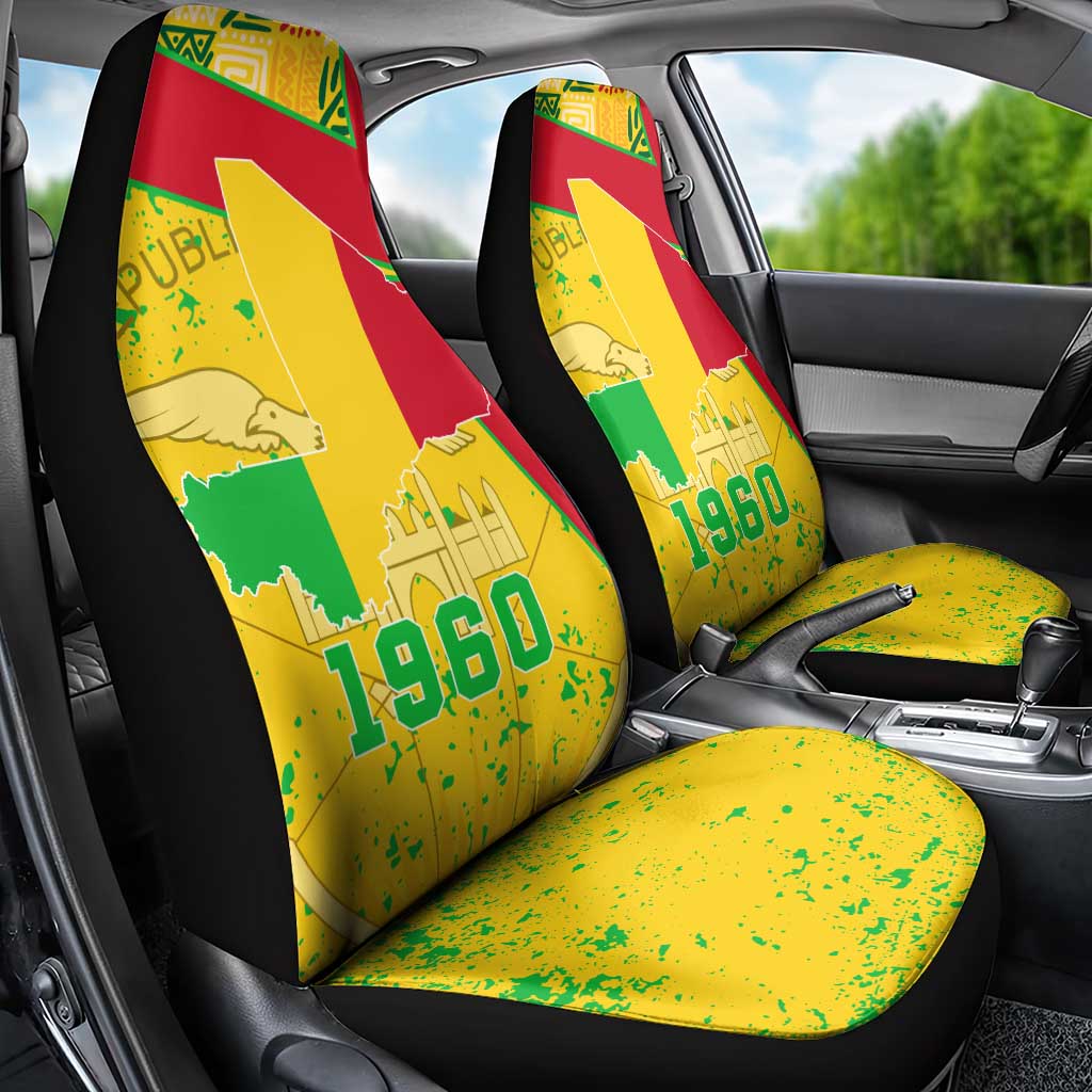 Mali in My Heart Car Seat Cover Map with National Flag Colors