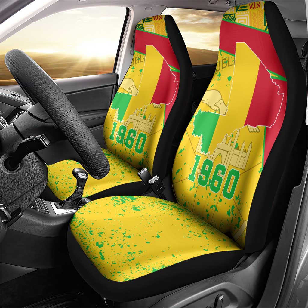 Mali in My Heart Car Seat Cover Map with National Flag Colors