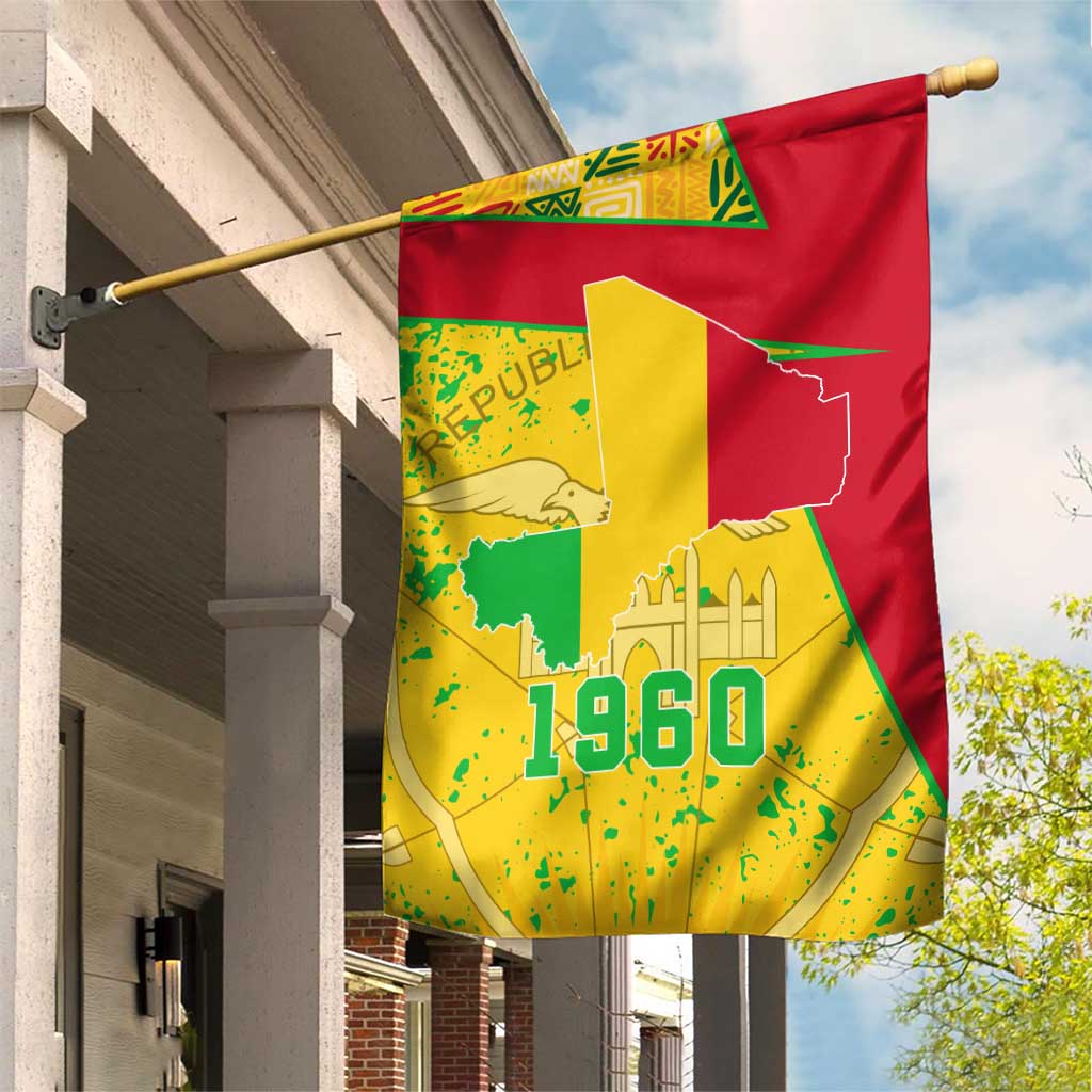 Mali in My Heart Garden Flag Map with National Flag Colors