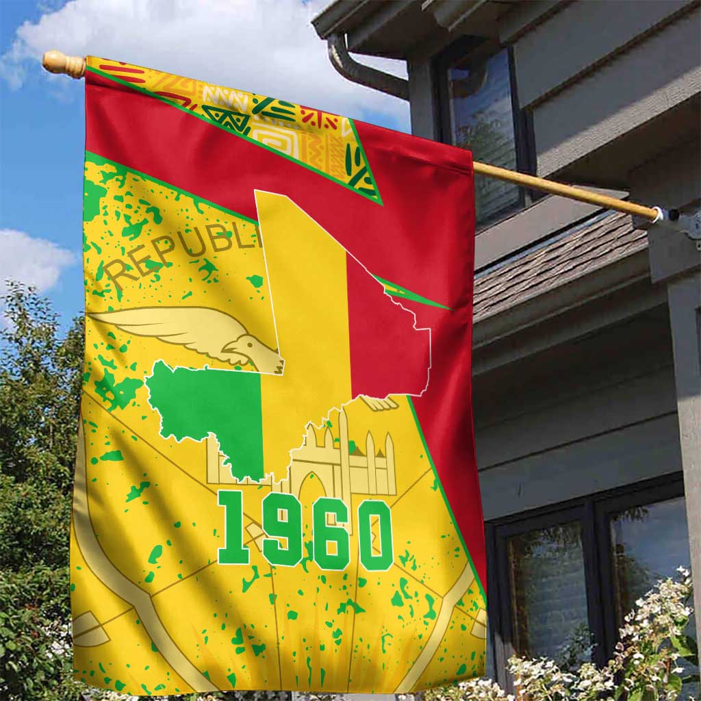Mali in My Heart Garden Flag Map with National Flag Colors