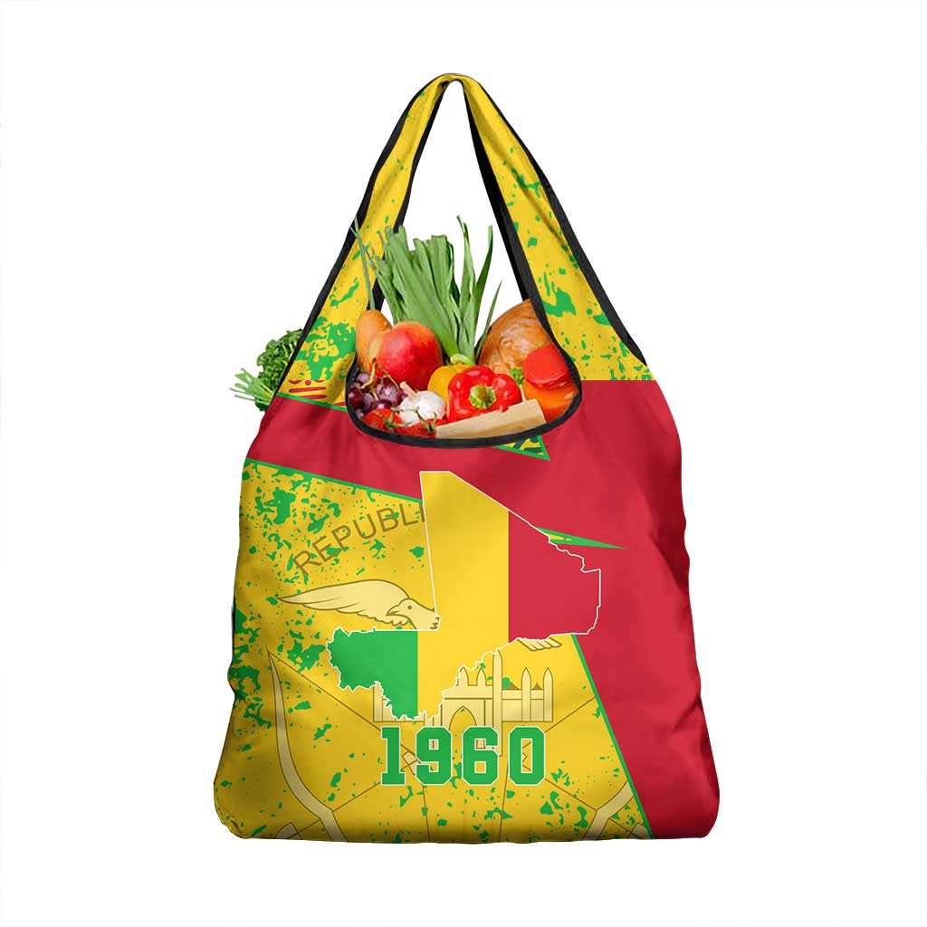 Mali in My Heart Grocery Bag Map with National Flag Colors