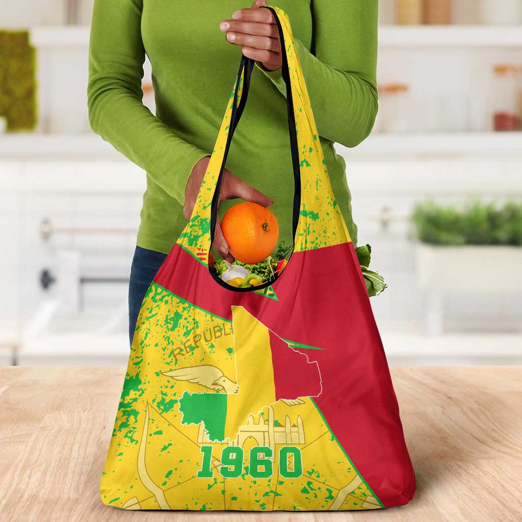 Mali in My Heart Grocery Bag Map with National Flag Colors
