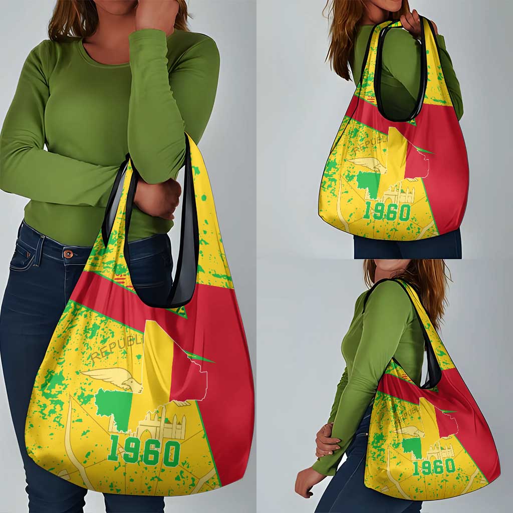 Mali in My Heart Grocery Bag Map with National Flag Colors