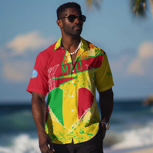 Mali in My Heart Hawaiian Shirt Map with National Flag Colors