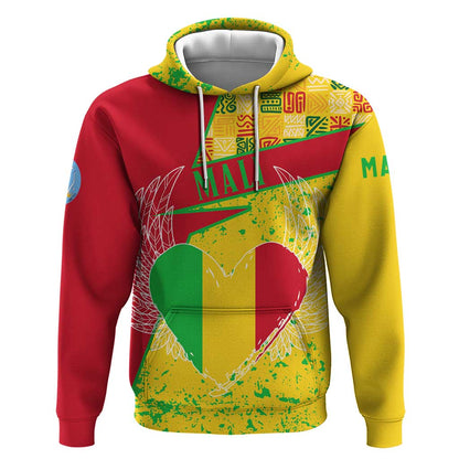 Mali in My Heart Hoodie Map with National Flag Colors