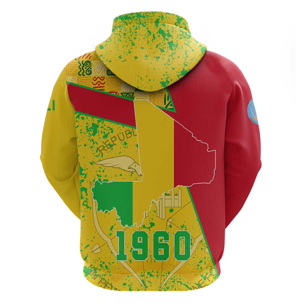 Mali in My Heart Hoodie Map with National Flag Colors