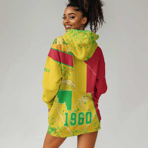 Mali in My Heart Hoodie Dress Map with National Flag Colors