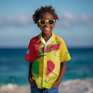 Mali in My Heart Kid Hawaiian Shirt Map with National Flag Colors