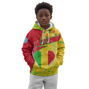 Mali in My Heart Kid Hoodie Map with National Flag Colors