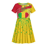 Mali in My Heart Kid Short Sleeve Dress Map with National Flag Colors