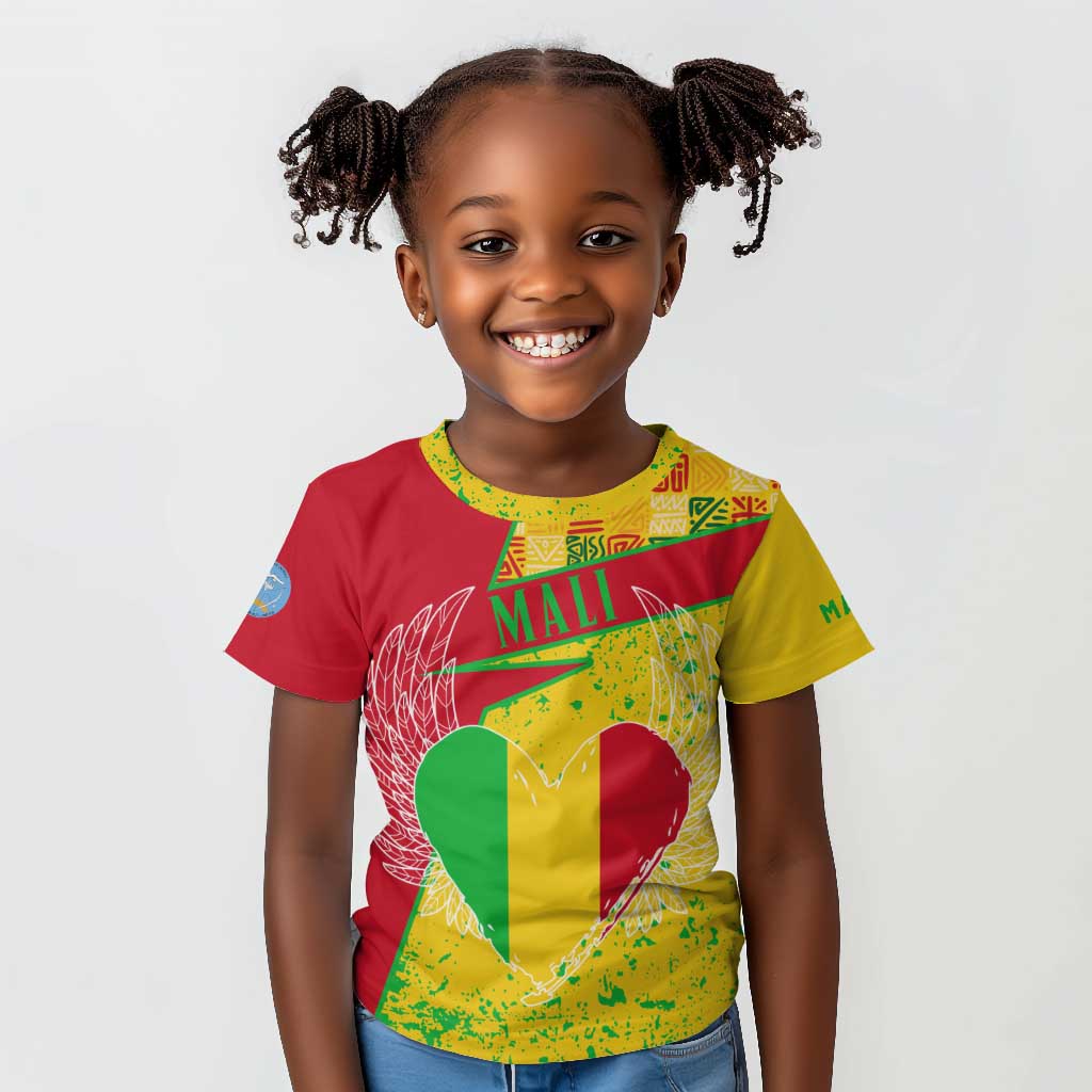 Mali in My Heart Kid T shirt Map with National Flag Colors