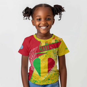 Mali in My Heart Kid T shirt Map with National Flag Colors