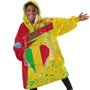 Mali in My Heart Kid Wearable Blanket Hoodie Map with National Flag Colors