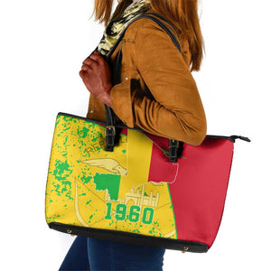 Mali in My Heart Leather Tote Bag Map with National Flag Colors