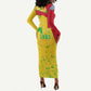 Mali in My Heart Long Sleeve Bodycon Dress Map with National Flag Colors TS04