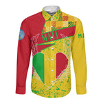 Mali in My Heart Long Sleeve Button Shirt Map with National Flag Colors