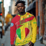 Mali in My Heart Long Sleeve Shirt Map with National Flag Colors