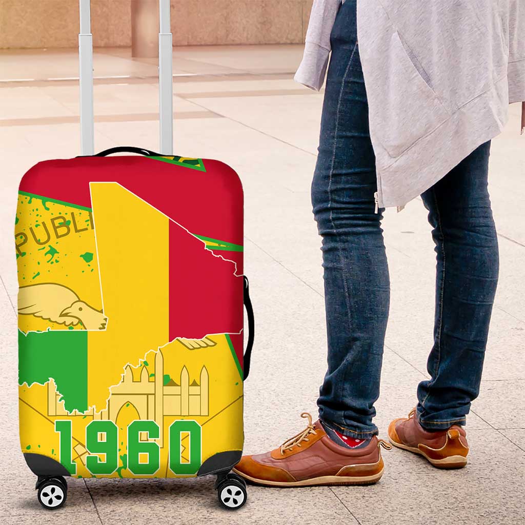 Mali in My Heart Luggage Cover Map with National Flag Colors