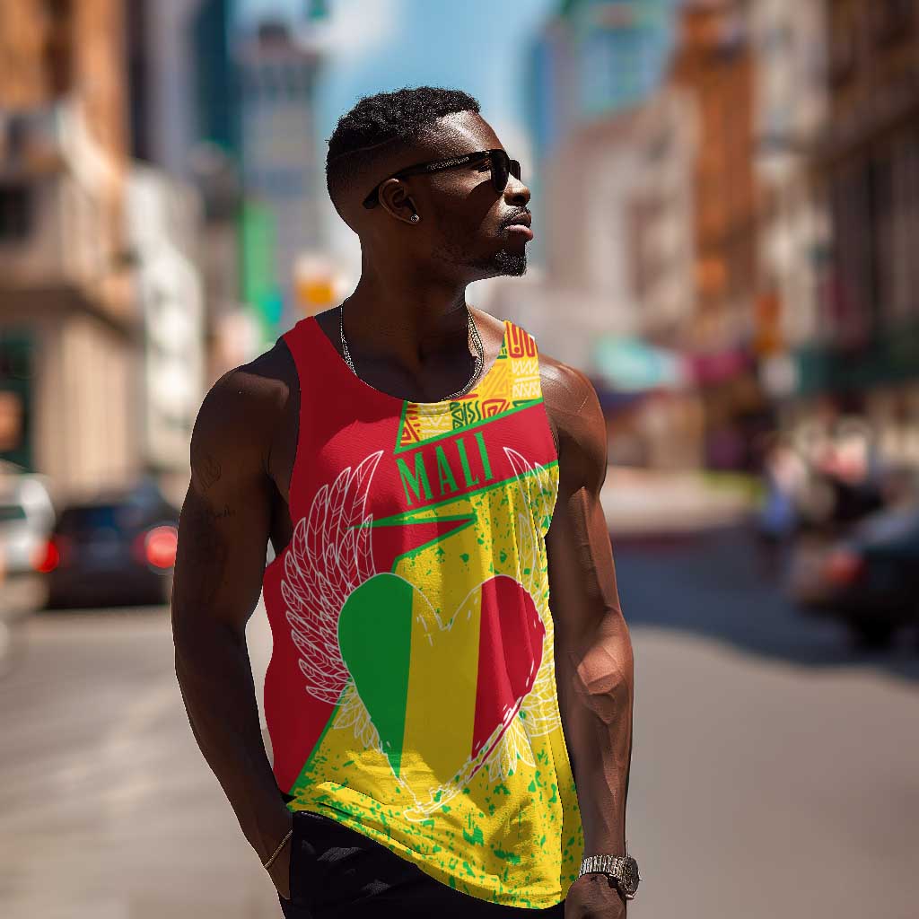 Mali in My Heart Men Tank Top Map with National Flag Colors