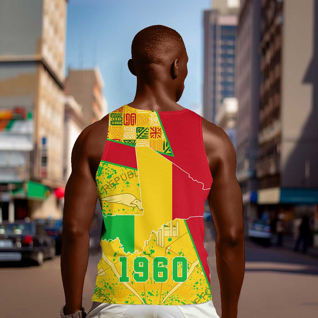 Mali in My Heart Men Tank Top Map with National Flag Colors