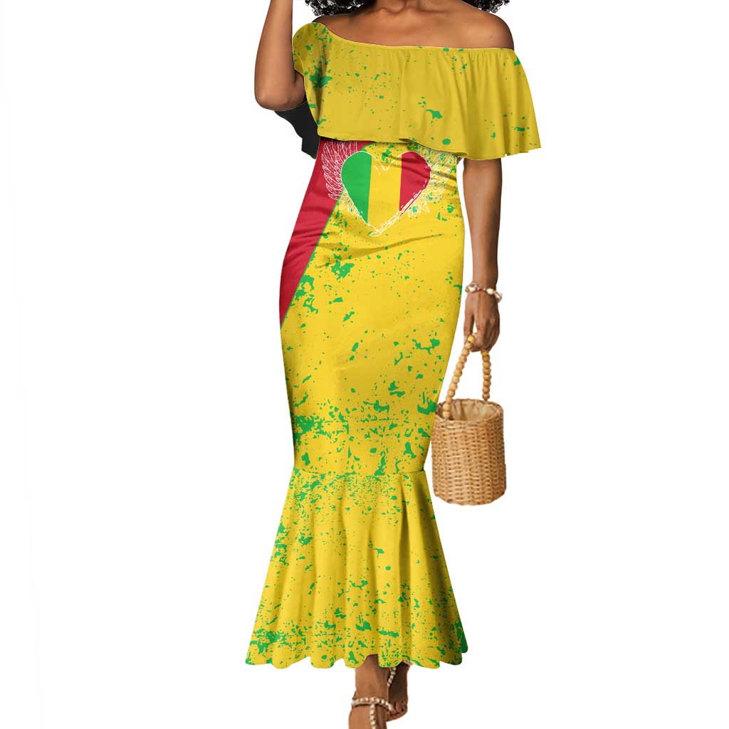 Mali in My Heart Mermaid Dress Map with National Flag Colors