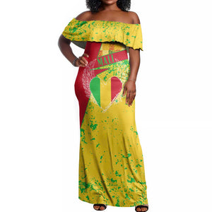 Mali in My Heart Off Shoulder Maxi Dress Map with National Flag Colors