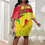 Mali in My Heart Off Shoulder Short Dress Map with National Flag Colors