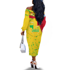 Mali in My Heart Off The Shoulder Long Sleeve Dress Map with National Flag Colors