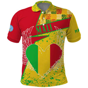 Mali in My Heart Polo Shirt Map with National Flag Colors