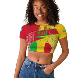 Mali in My Heart Raglan Cropped T shirt Map with National Flag Colors