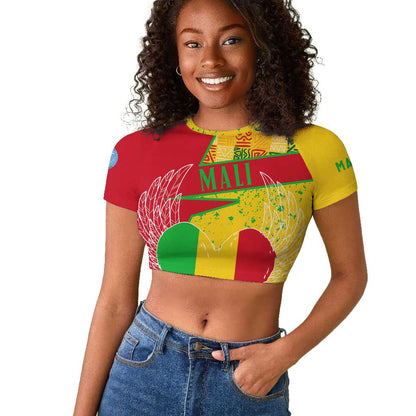Mali in My Heart Raglan Cropped T shirt Map with National Flag Colors