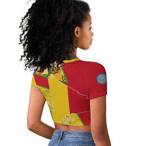 Mali in My Heart Raglan Cropped T shirt Map with National Flag Colors