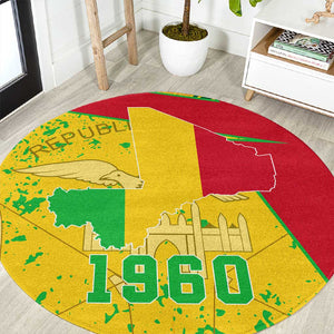 Mali in My Heart Round Carpet Map with National Flag Colors