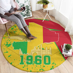 Mali in My Heart Round Carpet Map with National Flag Colors
