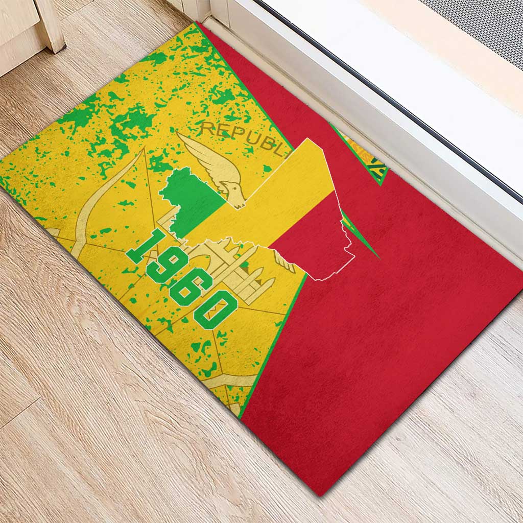 Mali in My Heart Rubber Doormat Map with National Flag Colors