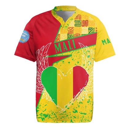 Mali in My Heart Rugby Jersey Map with National Flag Colors