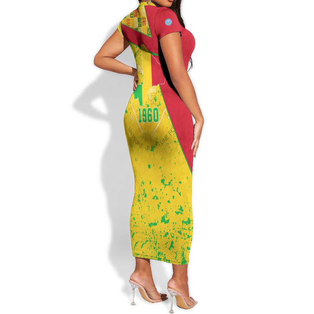 Mali in My Heart Short Sleeve Bodycon Dress Map with National Flag Colors TS04