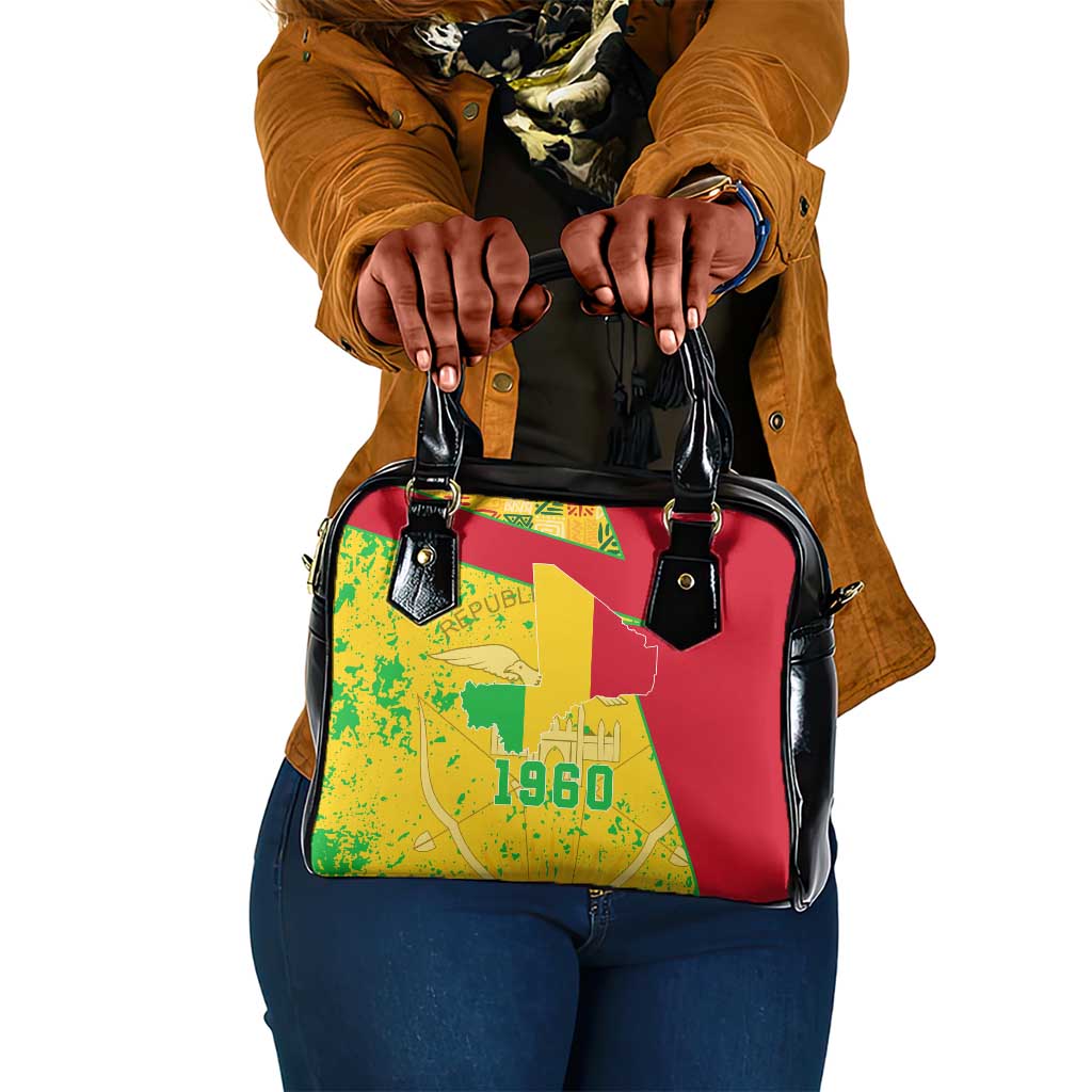 Mali in My Heart Shoulder Handbag Map with National Flag Colors