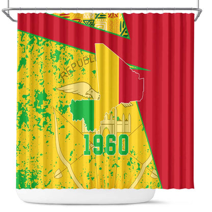 Mali in My Heart Shower Curtain Map with National Flag Colors