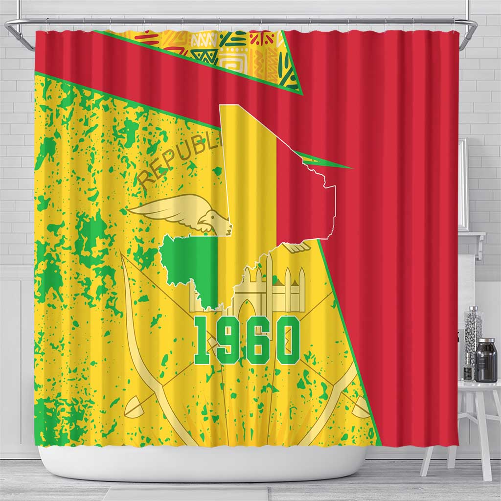 Mali in My Heart Shower Curtain Map with National Flag Colors