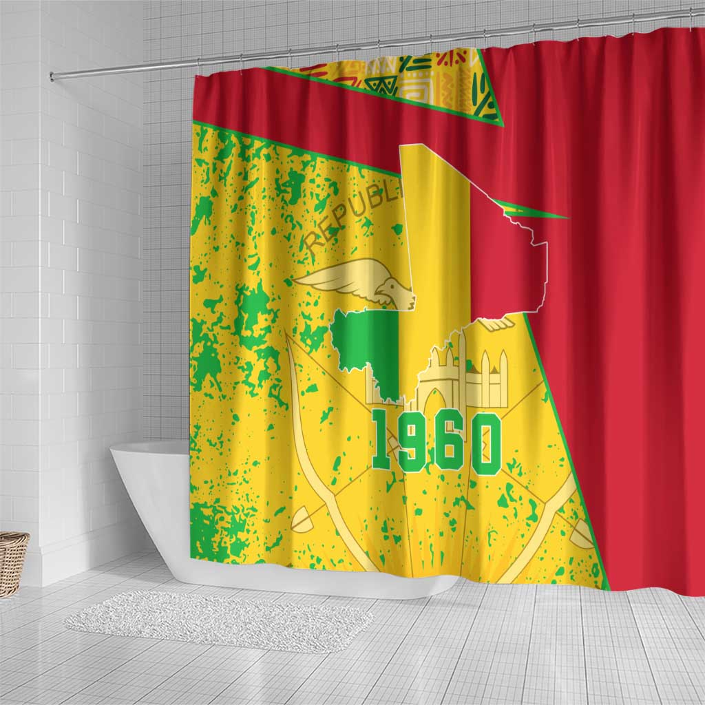 Mali in My Heart Shower Curtain Map with National Flag Colors